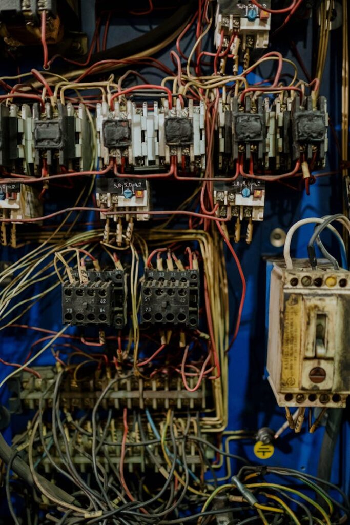 Crafting Captivating Headlines: Your awesome post title goes here Close-up view of an intricate electrical wiring panel with various cables and connectors.